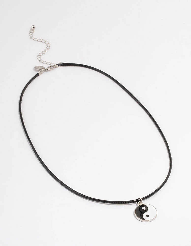 Silver Yin & Yang Cord Necklace