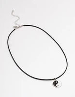 Silver Yin & Yang Cord Necklace