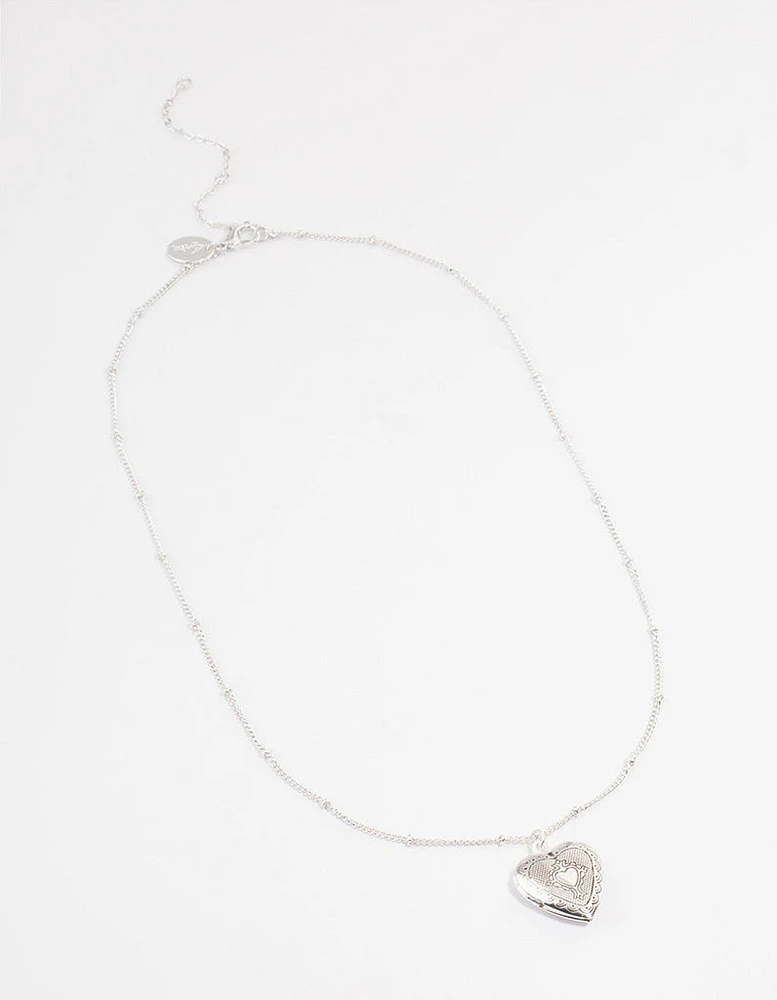 Silver Heart Locket Necklace