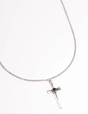 Antique Silver Gothic Cross Necklace