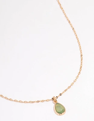 Gold Semi Precious Pear Necklace
