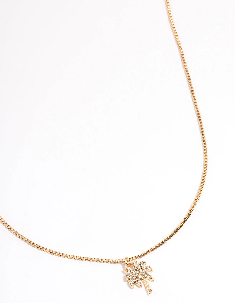 Gold Bling Palm Tree Necklace