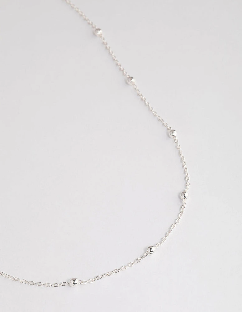 Silver Station Bead Chain Necklace