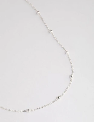 Silver Station Bead Chain Necklace