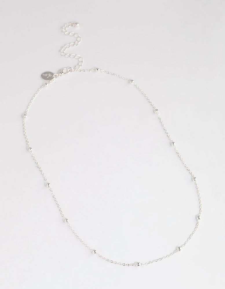 Silver Station Bead Chain Necklace