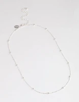 Silver Station Bead Chain Necklace