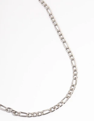 Rhodium Figaro Chain Necklace