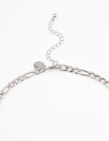 Rhodium Figaro Chain Necklace