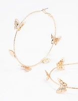 Gold Butterfly Hoop Earrings