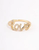 Gold Plated Love Script Ring