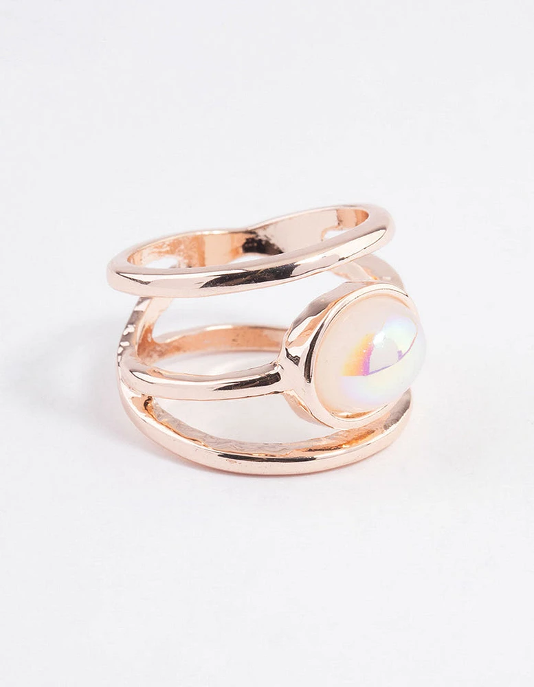 Rose Gold Iridescent Oval Ring