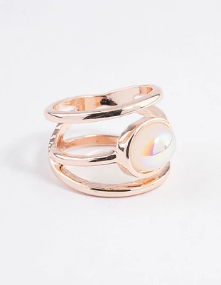 Rose Gold Iridescent Oval Ring