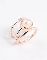 Rose Gold Iridescent Oval Ring