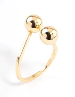 Gold Plated Double Ball Ring