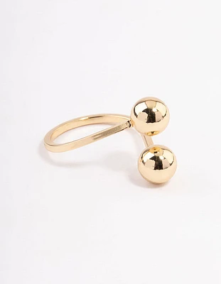 Gold Plated Double Ball Ring
