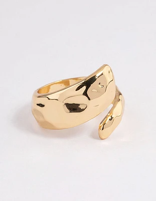 Gold Plated Bold Texture Wrap Ring