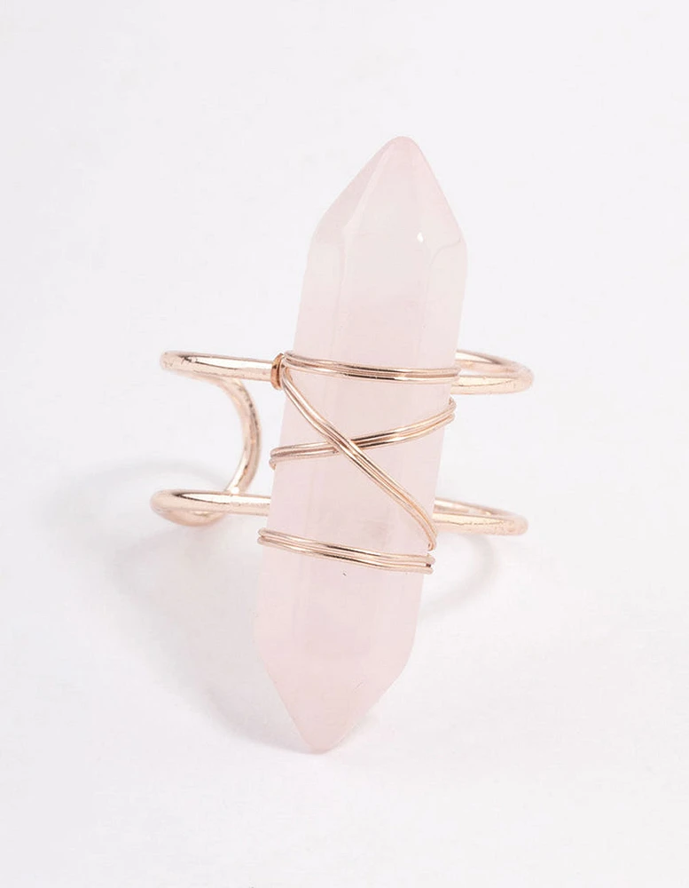 Rose Gold Semi Precious Pink Stone Ring