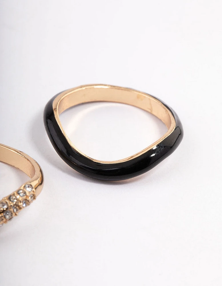 Black Stack Ring Set