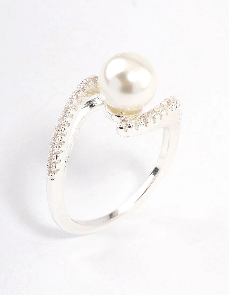 Silver Plated Wrapped Pearl Ring