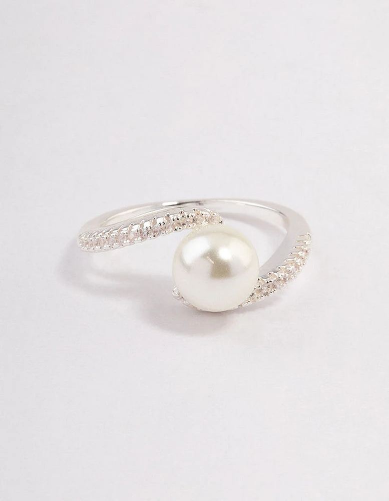 Silver Plated Wrapped Pearl Ring