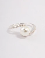 Silver Plated Wrapped Pearl Ring