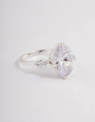 Silver Grand Oval Marquise Ring