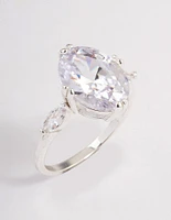 Silver Grand Oval Marquise Ring