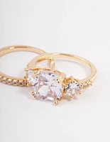 Gold Three Stone Ring Set