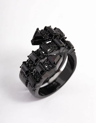 Coated Black Emerald Cut Wrap Ring