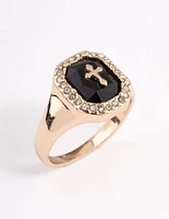 Black Cross Signet Ring