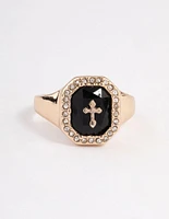 Black Cross Signet Ring
