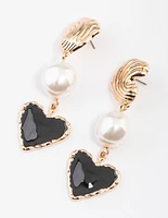 Gold Heart Drop Earrings