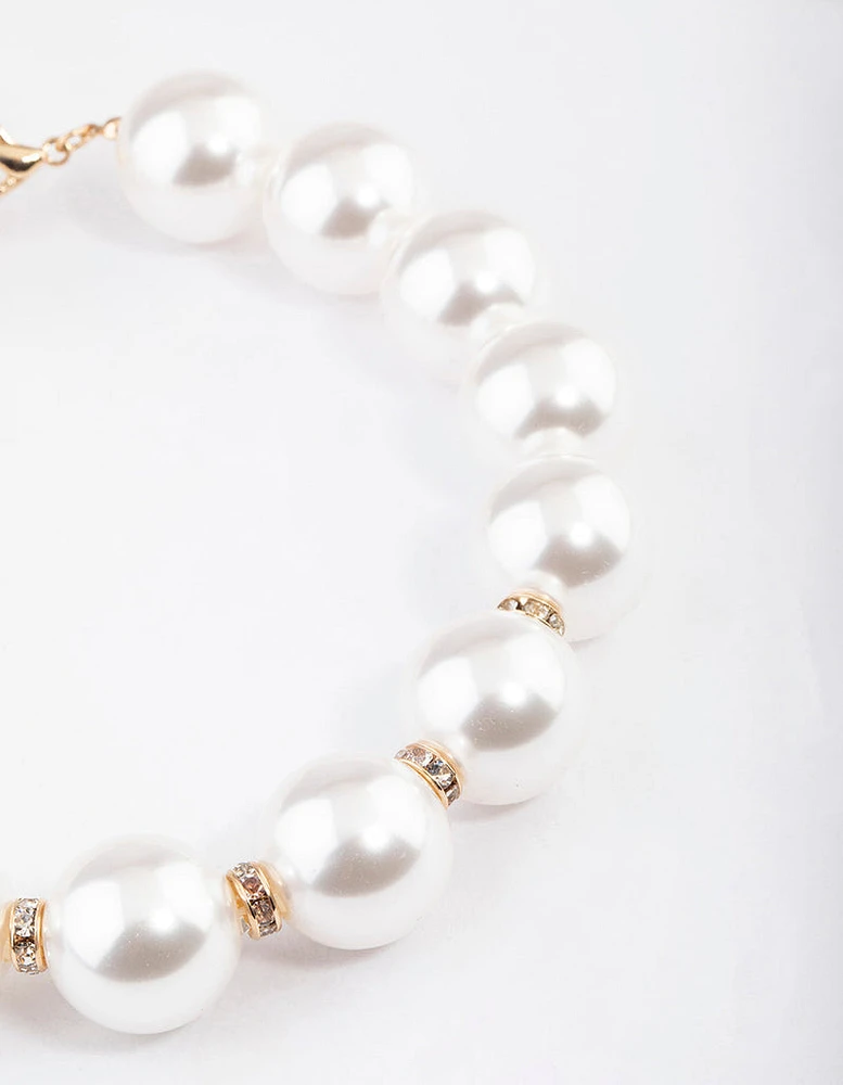 Gold Oversized Pearl Ball Necklace