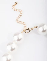 Gold Oversized Pearl Ball Necklace