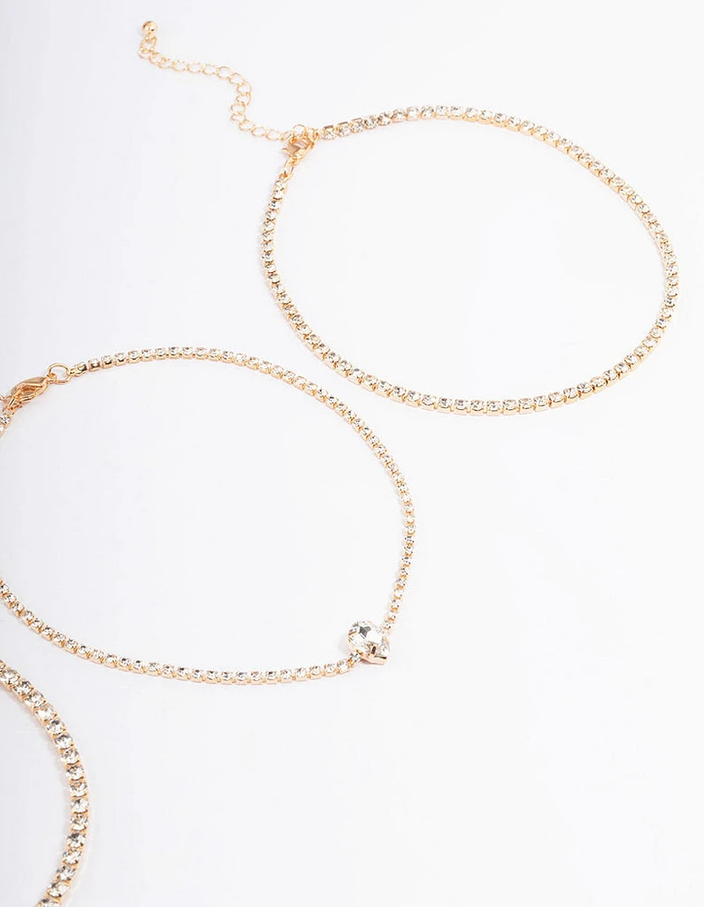 Gold Round & Pear Choker 4-Pack