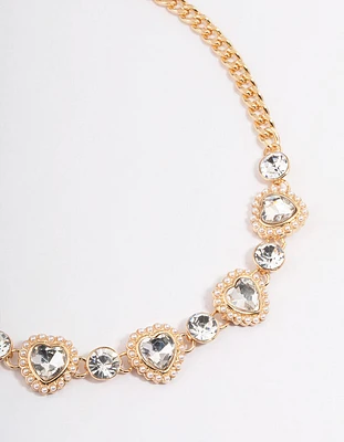 Gold Crystal Heart Choker