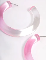 Plastic Pink Ombre Hoop Earrings