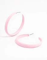 Pink Coated Rubber Hoop Earrings 60mm