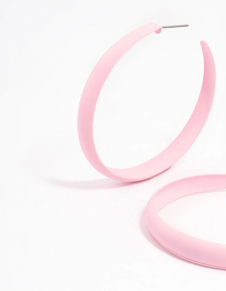 Pink Coated Rubber Hoop Earrings 60mm