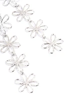 Rhodium Flower Drop Earrings