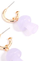 Purple Mushroom Huggie Earrings