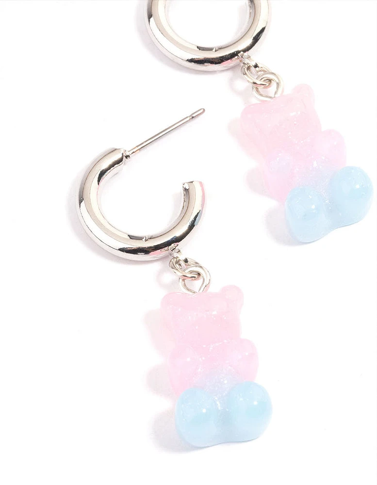 Rhodium Ombre Gummy Huggie Earrings