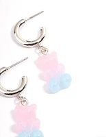 Rhodium Ombre Gummy Huggie Earrings