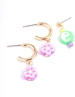 Pink Yin & Yang Stacker Earrings