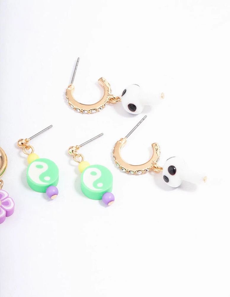 Pink Yin & Yang Stacker Earrings