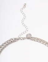 Rhodium Puffy Heart Multi-Necklace