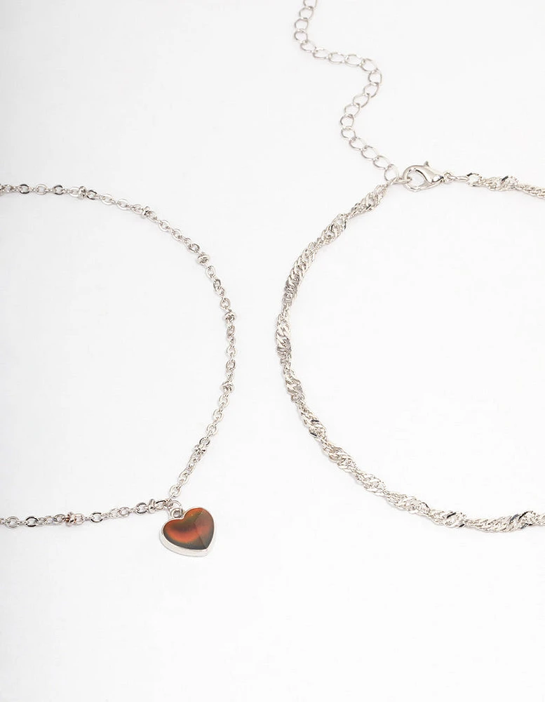 Rhodium Heart Medium Choker