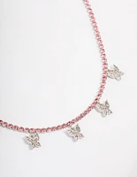 Rhodium Butterfly Curb Choker