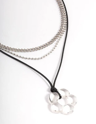 Rhodium Acrylic Flower Necklace