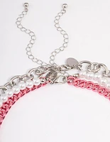 Pink Layered Charm Necklace